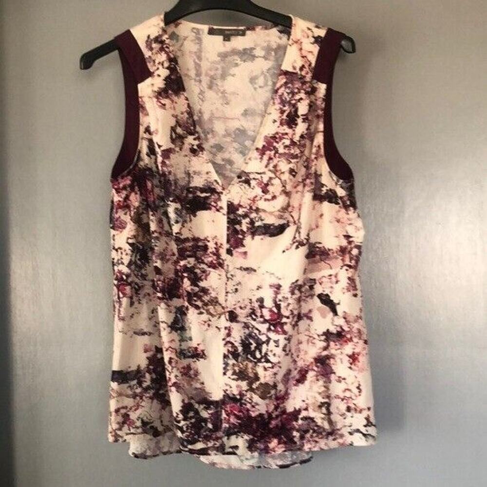 Sleeveless Maroon Cream Tie Dye Tank Top Medium V- Neck Matty M